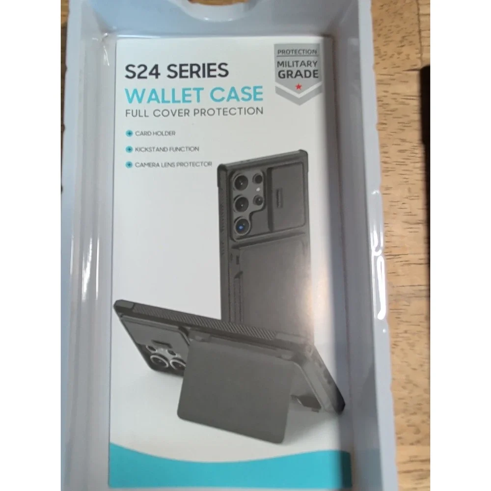 Purple Wallet Case + Tempered Glass Screen Protector 4 Pack Galaxy S24 Plus